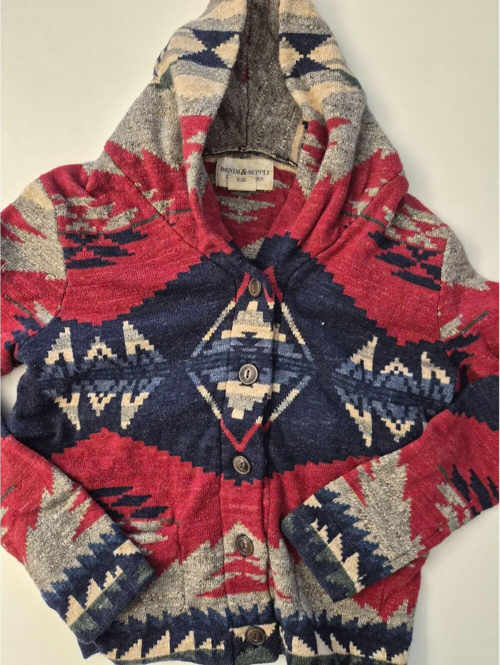 Denim & Supply Ralph Lauren Southwestern Aztec Navajo Hooded Cardigan Sweater S